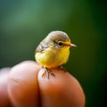 Microcosmic Harmony: Generative AI Captures Delicate Bird Perched on Finger