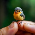 Microcosmic Harmony: Generative AI Captures Delicate Bird Perched on Finger