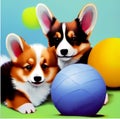 Adorable Corgi Puppies in Playful Action