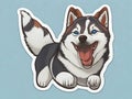 Husky Happiness: Cartoon Sticker Set with Siberian Husky Designs