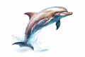 Playful Encounters: The Friendly Dolphin in a Blank White Space