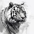 Tiger In Black And White: A Minimalist Stroke Innovator