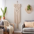 Boho Bliss: Macrame Wall Hanging with Feather and Bead Accents