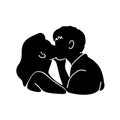 illustration of a silhouette of a kissing man and woman couple