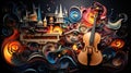 Experience the magic of music through a captivating paper art illustration, where intricate folds and cuts create a symphony of Royalty Free Stock Photo