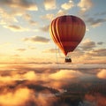 Sunset Serenity: Hot Air Balloon Floating Over the Clouds