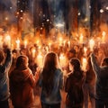 Group of People Lighting Unity Candles Royalty Free Stock Photo