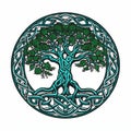 Whimsical celtic tree of life and death, a tale of emerald enchantment, Generative AI