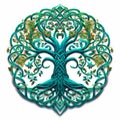 Whimsical celtic tree of life and death, a tale of emerald enchantment, Generative AI