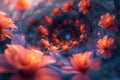 Surreal vortex of glowing flowers with a magical twist, perfect for dreamy backgrounds Royalty Free Stock Photo