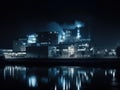 An amazing view of a high-tech industrial facility at night created with Generative AI