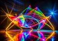 Enthralling Abstract Geometric Art Long Exposure Light Trails Weaving Intricate Shapes Evoking a Sense of Movement and Royalty Free Stock Photo