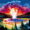 Enigmatic Geyser Bursting with Vibrant Colors