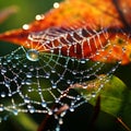 The Dazzling Symphony: Enchanting Spider Web with Sparkling Dew