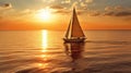 Golden Horizons: A Serene Encounter of Sailing Yacht and Sunset