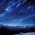 Spectacular Meteor Shower in Serene Night Sky