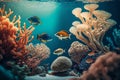 Cinematic Underwater World: Stunning Coral Reefs and Fish in Hyper-Detailed Bokeh Royalty Free Stock Photo