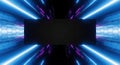 Abstract futuristic neon light tunnel with blank center for text and graphics Royalty Free Stock Photo