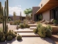 Desert Elegance: A modern garden oasis with sun-kissed sandstone and cacti