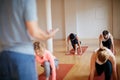 Experience and move your body in new ways. a group of people attending a yoga class. Royalty Free Stock Photo