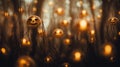 Magical Halloween in Bokeh: Flickering Shadows and Orange Hues. Generative AI