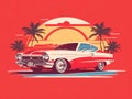 Retro Revival: Classic Car in Vibrant Miami Streets