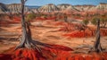 Surreal Red Desert Landscape at Dusk Royalty Free Stock Photo