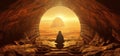 Divine Symmetry: Jesus in an Egg at Sunrise in a Cave (AI Generated)