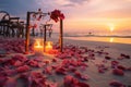 Experience pure romance by the sea candles, flowers, sunset, and love filled moments