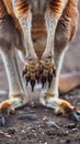 A close-up portrait of a kangaroo\'s powerful hind legs and feet Royalty Free Stock Photo