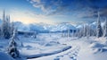 Experience the raw, untamed beauty of winter with this highly detailed banner featuring a wilderness blanketed in snow