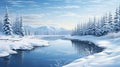 Experience the raw, untamed beauty of winter with this highly detailed banner featuring a wilderness blanketed in snow