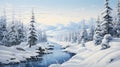 Experience the raw, untamed beauty of winter with this highly detailed banner featuring a wilderness blanketed in snow