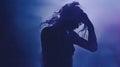 headache Dark Silhouette Clutching Their Head in Distress Royalty Free Stock Photo