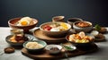 Experience the Rich Flavors of Authentic Korean Banchan Captured in Stunning Detail. Hyperrealistic Food photography. Generative