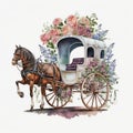 Floral Carriage Ride Retro Watercolor Collection - Generative AI