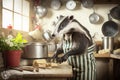 Culinary Badger: Rustic Kitchen Cooking in High-Resolution with ProPhoto RGB and VR Lighting Royalty Free Stock Photo