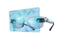 Futuristic smart glasses overlaying digital map navigation for modern travel Royalty Free Stock Photo
