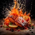 Sensational Grilled Salmon: Charred Perfection on a Bold Black Canvas