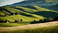 Swiss Serenity Rolling Hills and Blue Skies Royalty Free Stock Photo