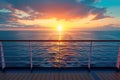 Stunning Ocean Sunset View from Cruise Ship Deck, Travel Concept Royalty Free Stock Photo