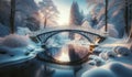 Snow-Covered Footbridge Over a Tranquil Winter Stream