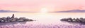 Tranquil Moments of Love: Minimalist Watercolor Lakeside Scene