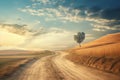 Majestic Sunrise Over a Rustic Countryside Dirt Road