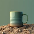 Futuristic Bronze and Sage Green Ceramic Mug with Crushed Stone Texture Abstract Digital Art for Coffee Lovers