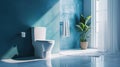 Azure Dreamscapes, A Tranquil Oasis in Blue, Embracing the Serenity of a White Toilet