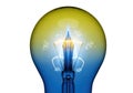 Illuminating idea ignites creativity with a pen nib inside a glowing lightbulb Royalty Free Stock Photo