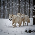 Winter Pack: AI-Generated Arctic Wolves in Snow Royalty Free Stock Photo