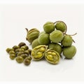 Fresh capers photo white background