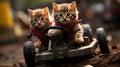 Two Adventurous Kitten Racers in Action-Packed Karting Adventure AI Generated